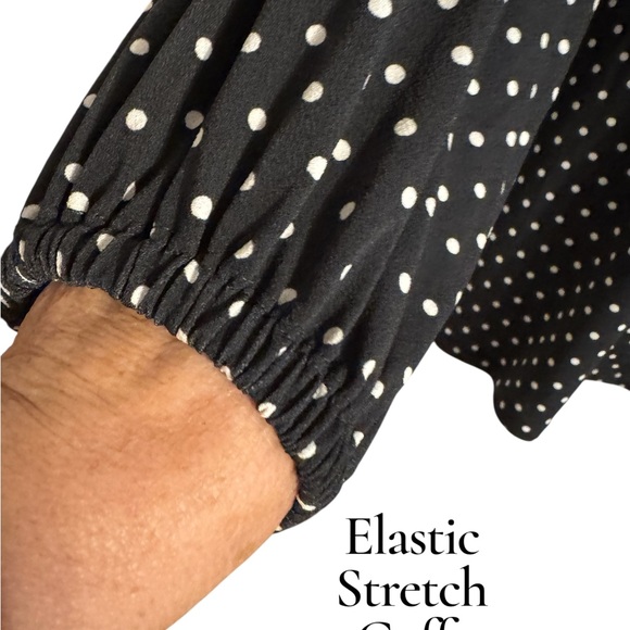 Banana Republic Dark Gray Polka Dot Blouse XLARGE #F - Picture 4 of 7